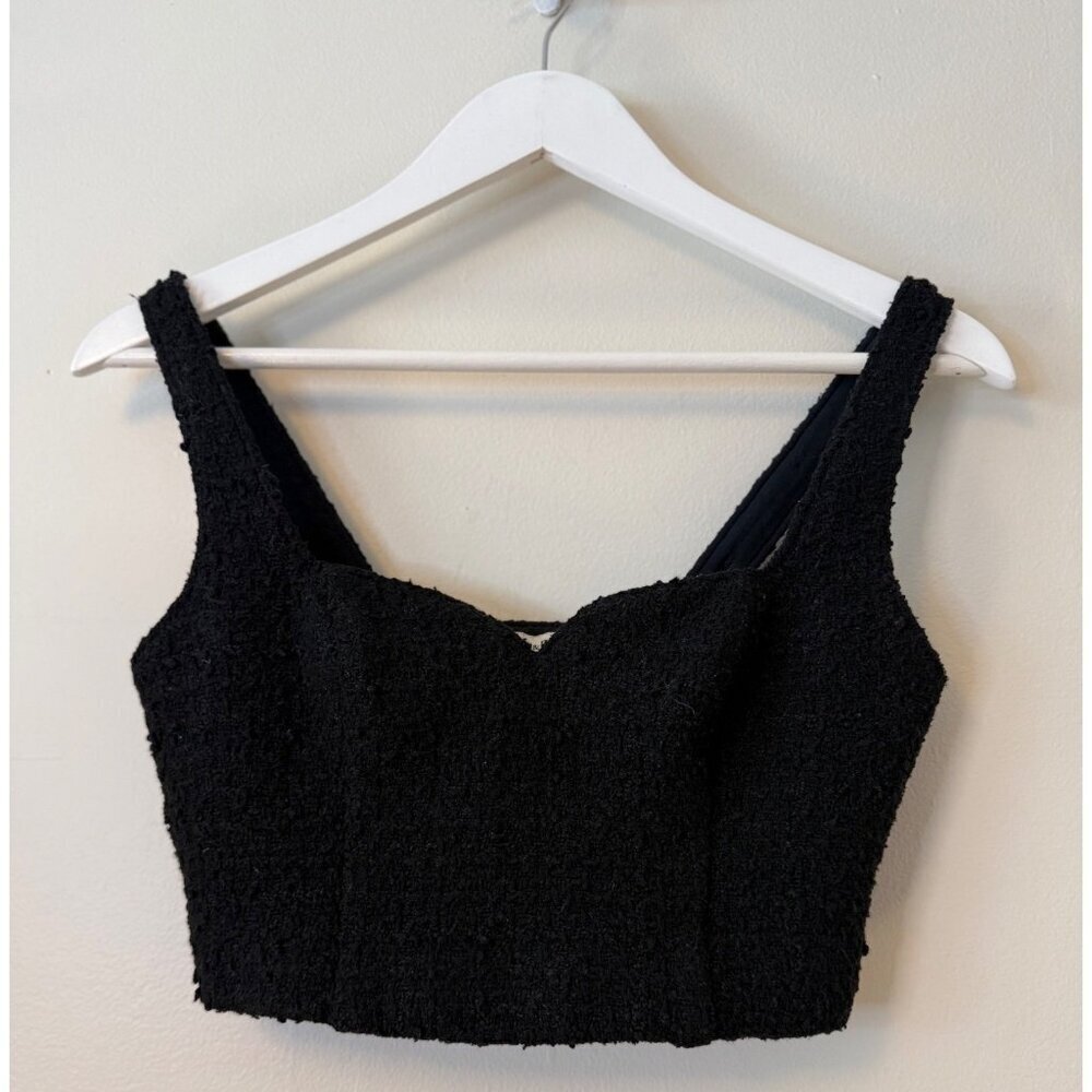 Abercrombie & Fitch Black Tweed Textured Cropped Tank Top Sweetheart Neckline XS